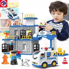 Детские домашние игрушки 90 шт. городской полицейский участок модель город полицейский вор фигурки большой размер блок кирпичная Игрушка совместима с Duploe