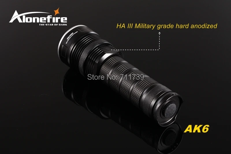 AloneFire AK6 CREE XM-L2 светодиодный 5 Режим супер верхний луч облучения фонарик фонарь светильник для 26650 аккумуляторной батареи