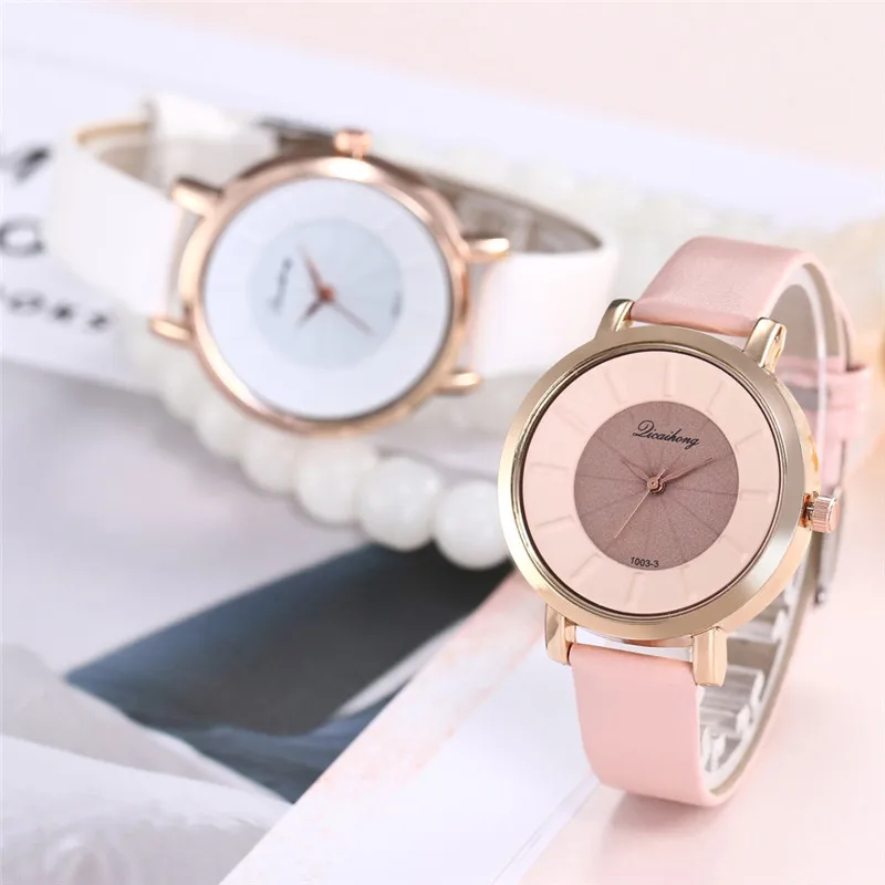 

Hot fashion creative watches women quartz-watch unique dial design lovers' watch leather wristwatches clock Montre Femme Reloj