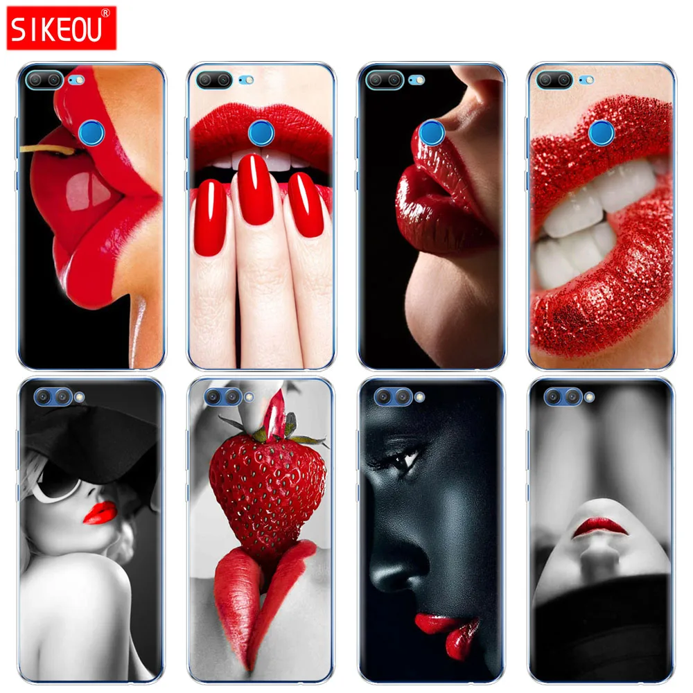

Silicone Cover phone Case for Huawei Honor 10 V10 3c 4C 5c 5x 4A 6A 6C pro 6X 7X 6 7 8 9 LITE Red Sexy Lips girl Korea Monroe