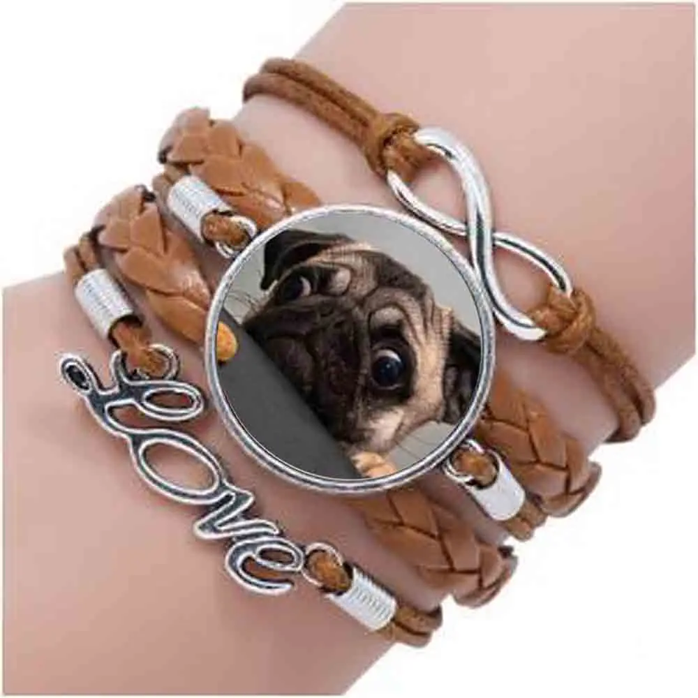 Wholesale Glass Dome Round bracelet Animals Jewelry Pug bracelets Dog Picture bracelet The Best