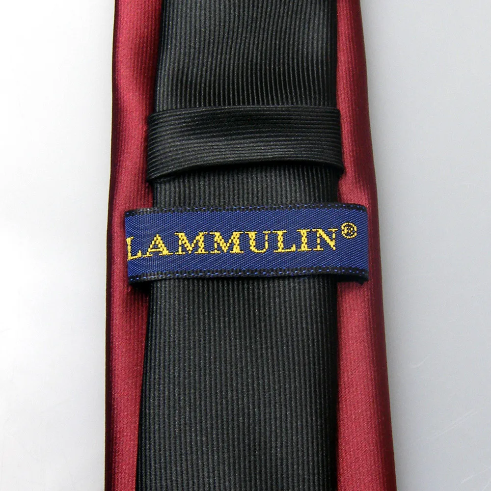 Мужские галстуки LAMMULIN, модный дизайн, черный узел, контрастный бордовый двухцветный галстук-бабочка, Лоскутная микрофибра шейный платок, тонкий галстук 6 см