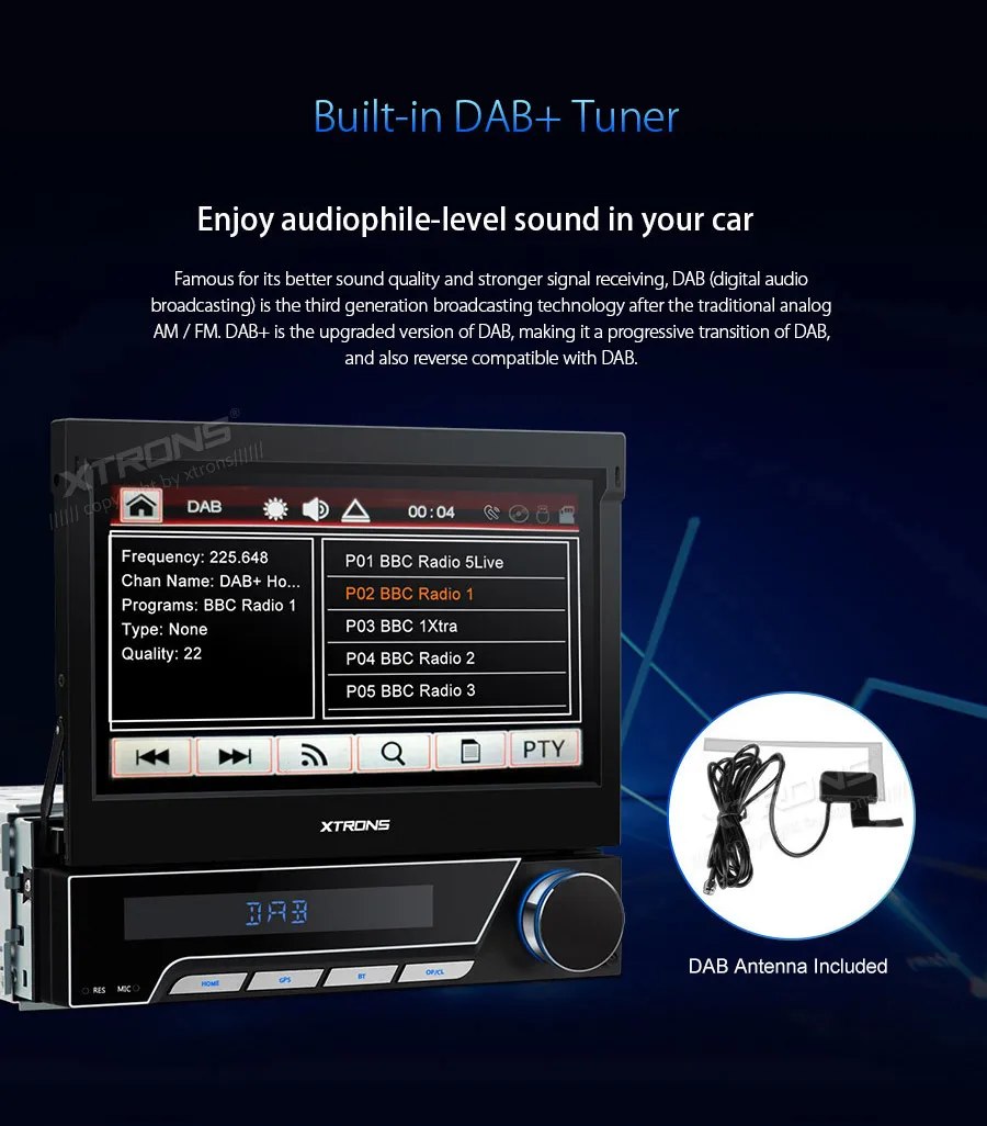 Discount 7" Universal 1 Din Car DVD Player Digital Motorized Detachable Face Panel Auto Radio GPS Navigation DAB+ Autoradio Stereo 2