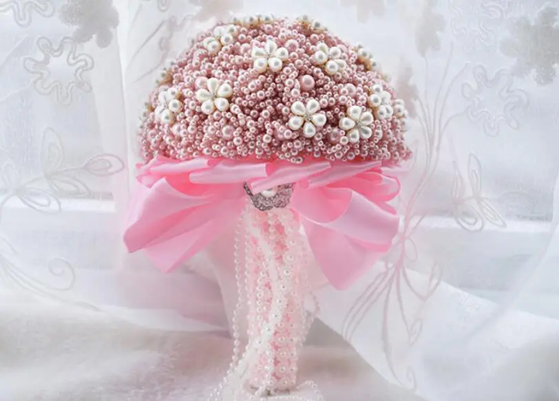 Ayicuthia шелковые свадебные цветы ”из страз красно-розовый брошь в виде букета золотые броши для невесты свадебное платье Букеты Свадебные S79 - Цвет: Pink