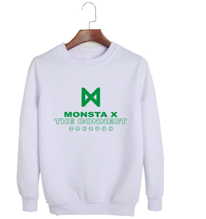 MONSTA X окружающая футболка WE ARE HERE концерт мирового турне с короткими рукавами футболки, чтобы играть песни для мужчин и женщин летом - Цвет: white-WY01