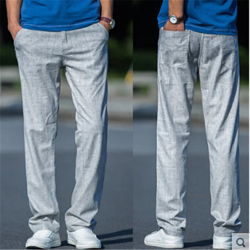 Aliexpress.com : Buy Man Linen Straight Pants Casual Summer Thin Loose ...