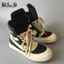 Черные и уличные мужские ботинки из натуральной кожи в стиле хип-хоп Рок; реальное изображение; Высококачественная модель; кроссовки в стиле пэчворк; ботинки на плоской подошве