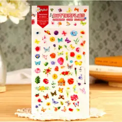 1 лист свежий Стиль «Бабочка и цветы» декоративные наклейки на мобильный телефон канцелярские DIY стикеры для альбомов H1399