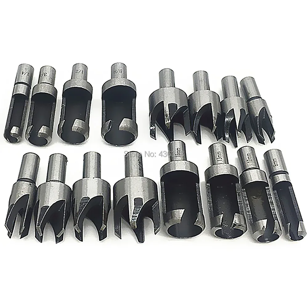 

16pcs Sae Metric Wood Plug Cutter Cutting Drill Bits Tenon Dowel Maker Plug Hole Cutter 5/8" 1/2" 3/8" 1/4" 6mm 10mm 13mm 16mm