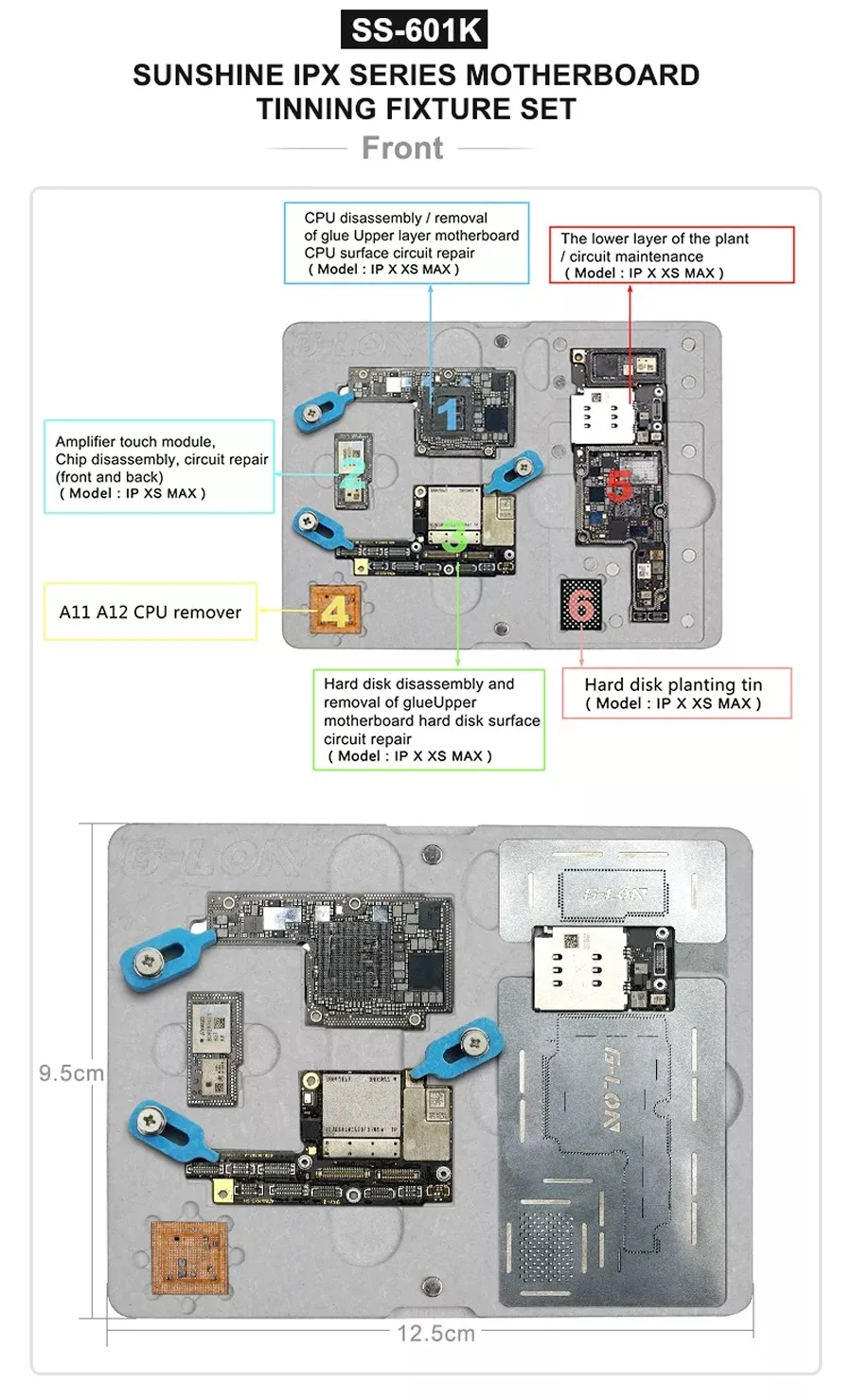 G-LON SS-601K мобильный телефон ремонт материнская плата для iphone X/XS MAX Duble-sided Магнитный фиксированный зажим приспособление