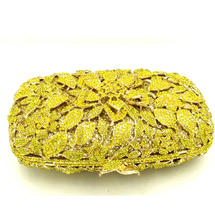 Embrayage Color Strass Mariage Luxe Main Sacs Diamant Designer De D'embrayage Partie Sac Cristal Same Pictur Jaune Marque À Soirée Fleur Xiyuan As 0fwqUU