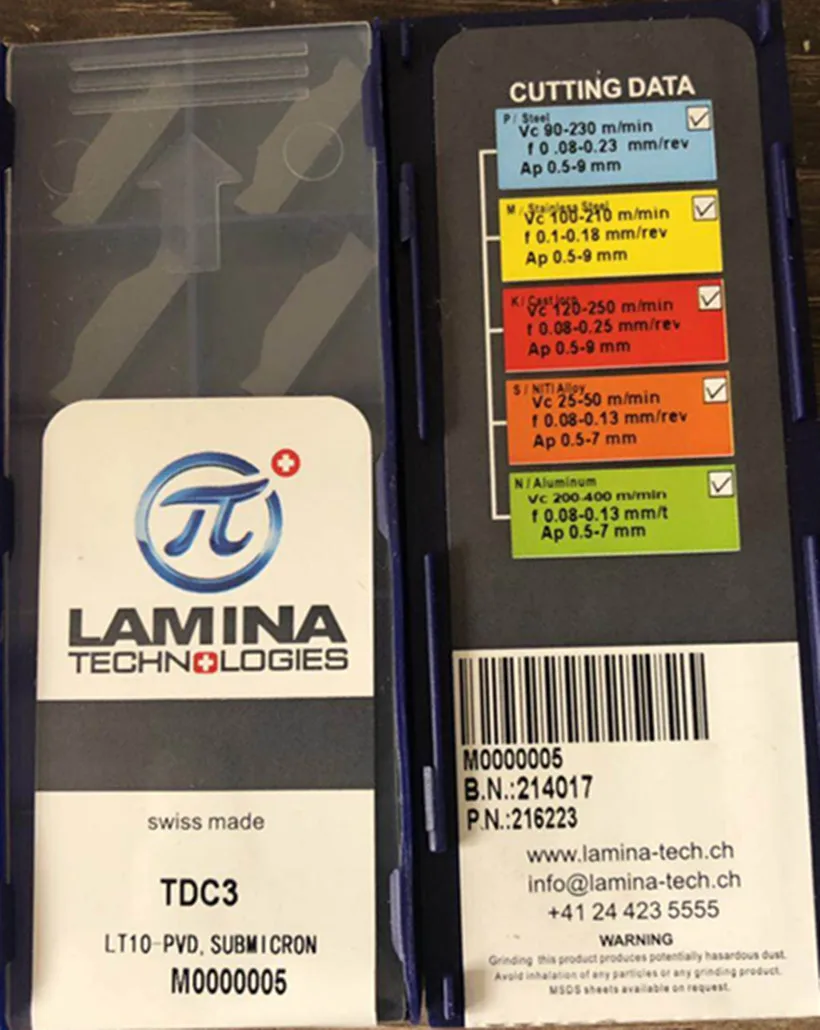 TDC2 TDC3 TDC4 TDC5 LT10 100% швейцарская карбидная вставка Lamina обработка: нержавеющая сталь