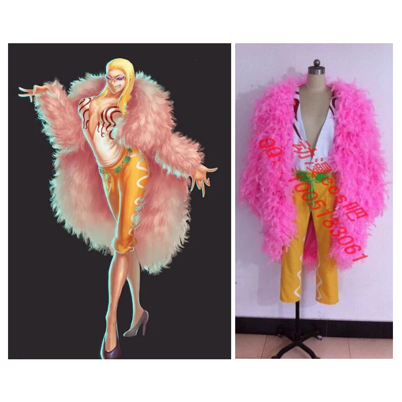 

2016 Изготовленный На Заказ женский костюм для косплея Donquixote Doflamingo