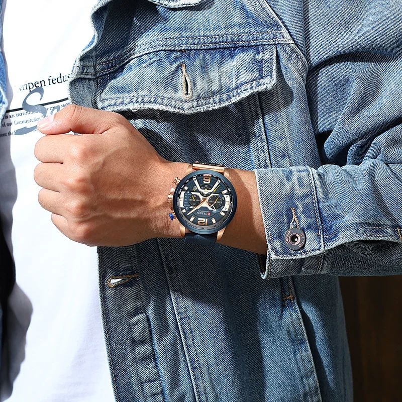  CURREN Luxury Brand Men Analog Leather Sports Watches Men's Army Military Watch Male Date Quartz Cl