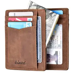 Зажим для денег, передний карман кошелек, кожаный RFID Блокировка Сильный магнит тонкий бумажник с язычок