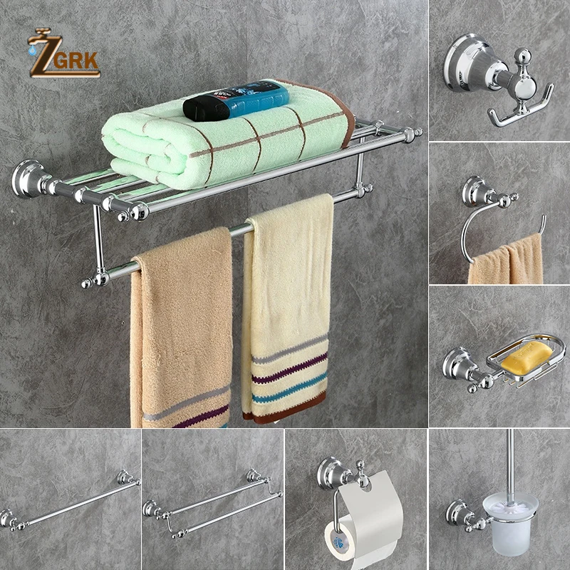 Preise ZGRK Klassischen Europäischen Chrom Badezimmer Zubehör Sets Retro Bad messing Hardware Wand Montiert Schnitzen
