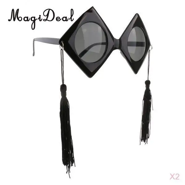 2pcs Vintage Fun Black Master Doctor Graduation Hat Design Sunglasses Tassels Party Photo Booth Glasses Fancy Dress Accessories