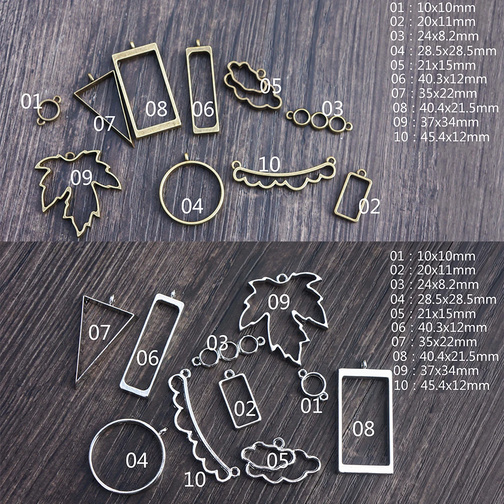 10PCS Jewelry Pendant Metal Frame Silver Bronze Charm Bezel Jewelry DIY