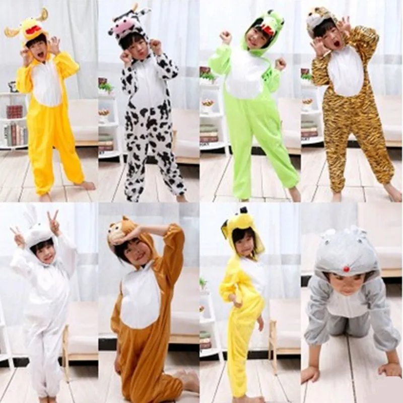 

XS-4XL 28 Styles Unisex Cute Kigurumi Kids Children Cartoon Winter Animal Pajamas Sleepwear Halloween Costumes Cosplays dress