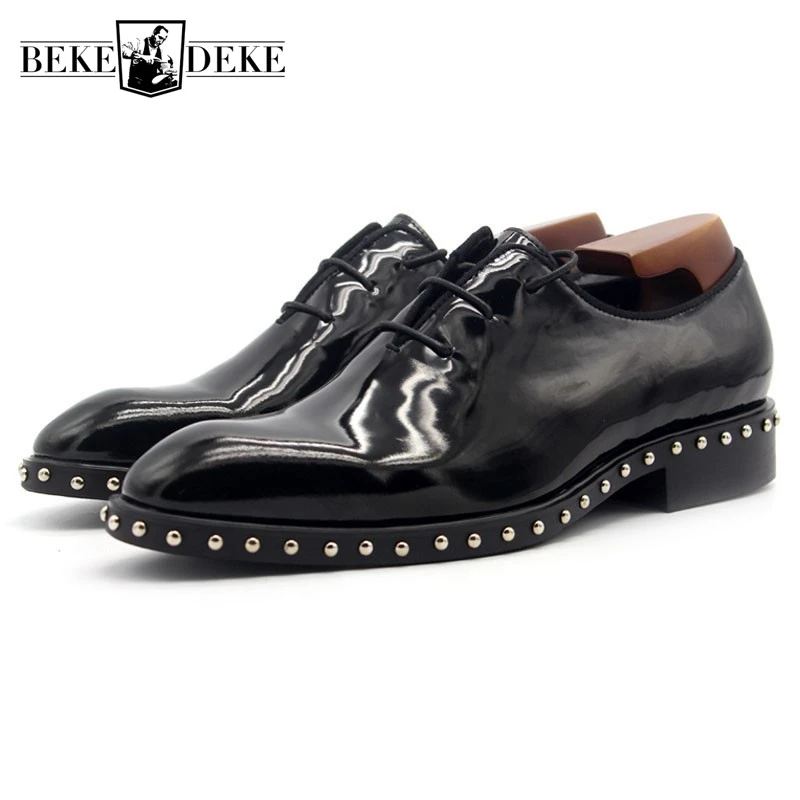 patent leather lace up oxfords