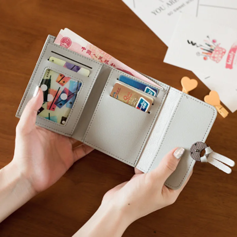 Women Short Wallet PU Leather Mini Female Money Purse New Fashion Foldable Credit Card Holder Lady Coin Bags Girl Wallets WT0121 (9)