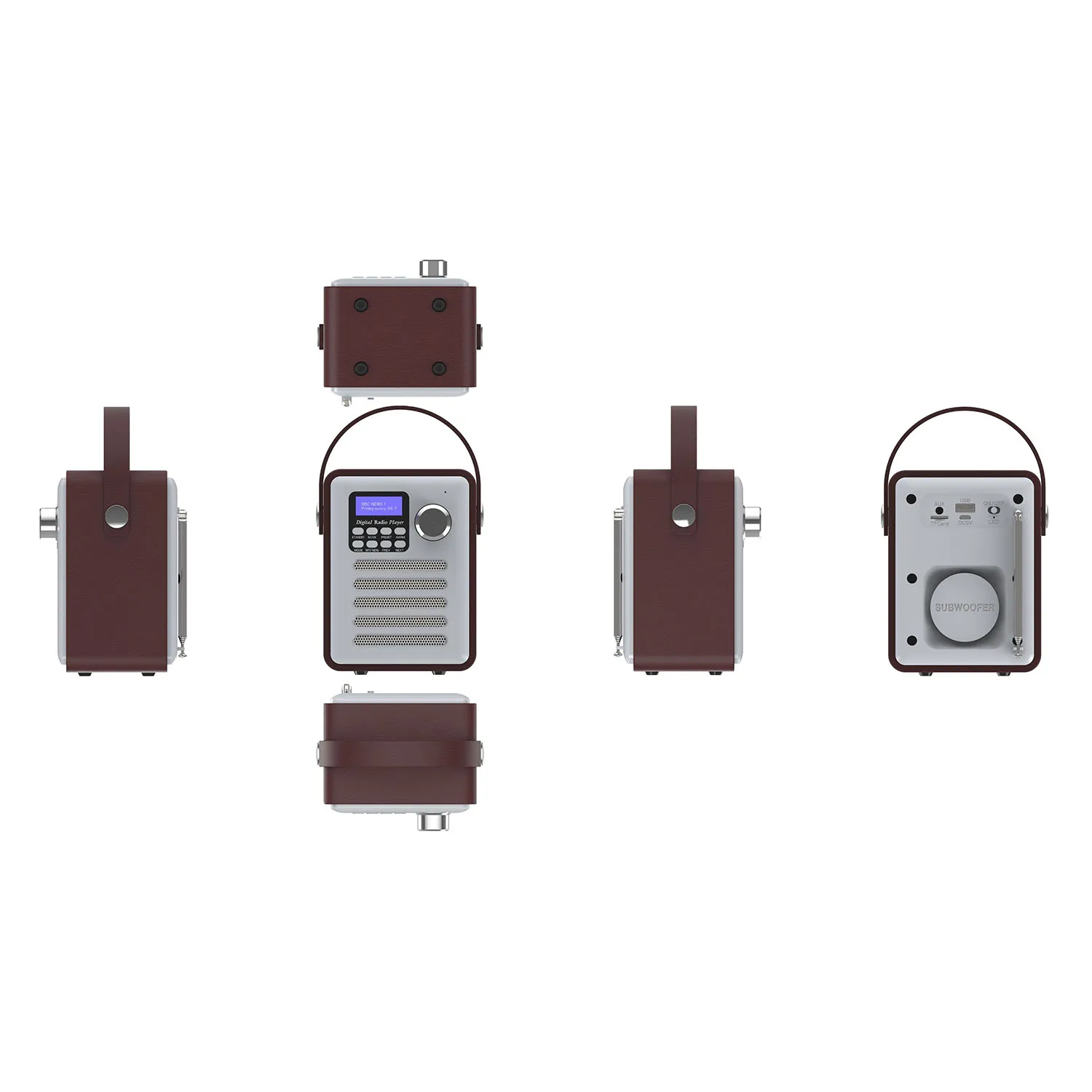 Dab/Dab+ тюнер цифровой радиоприемник Bluetooth 5,0 Fm вещания Aux-In mp3-плеер Поддержка Tf карты встроенный аккумулятор