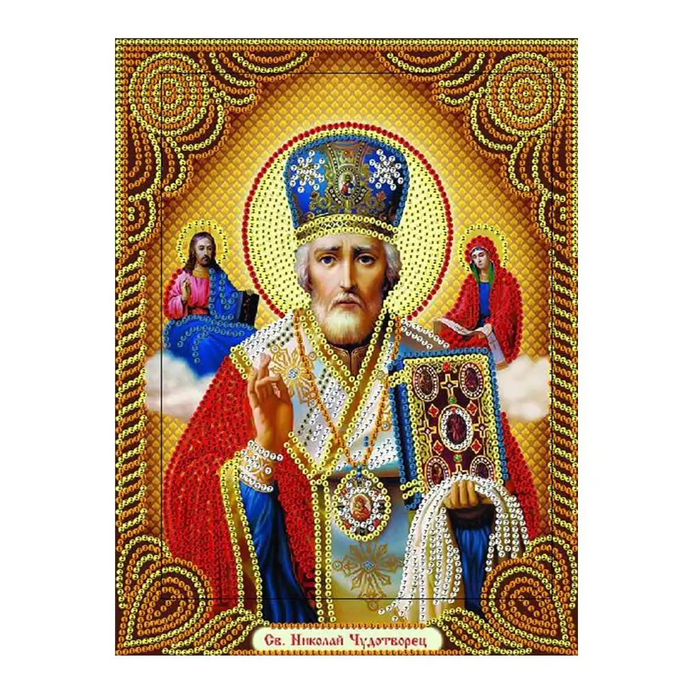 

Religion Diamond Painting Partial Round Portrait New DIY Sticking Drill Cross Embroidery 5D simple Diamond embroidery