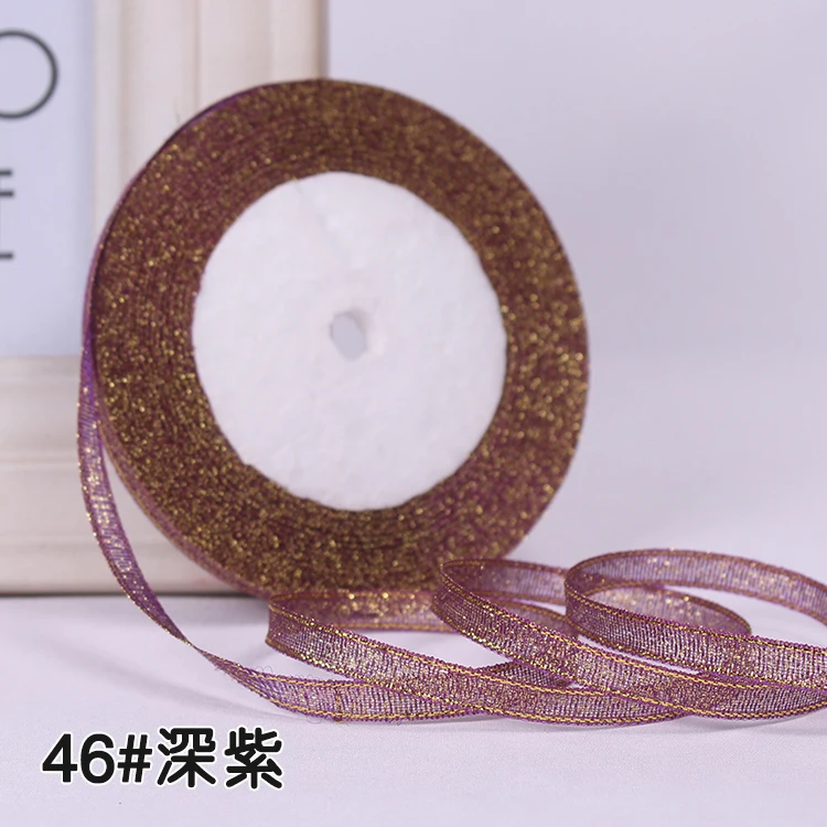25 ярдов 6 мм Блестящая лента для рождественской вечеринки, свадебного украшения, упаковочные ленты для упаковки подарков, ручная работа, бант из ткани - Цвет: Dark Purple