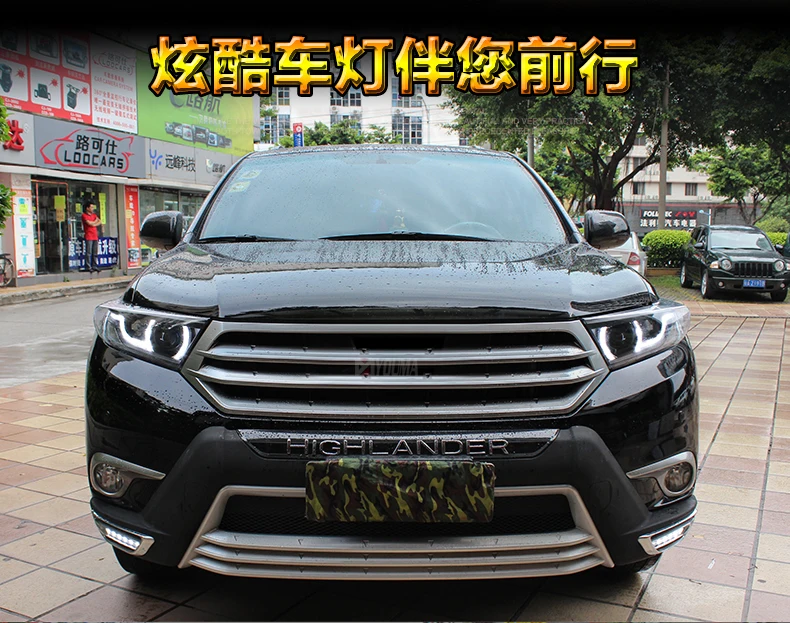 AKD автомобильный Стайлинг для фары Toyota Highlander 2012 Highlander светодиодный DRL Hid головной фонарь Angel Eye Bi Xenon аксессуары