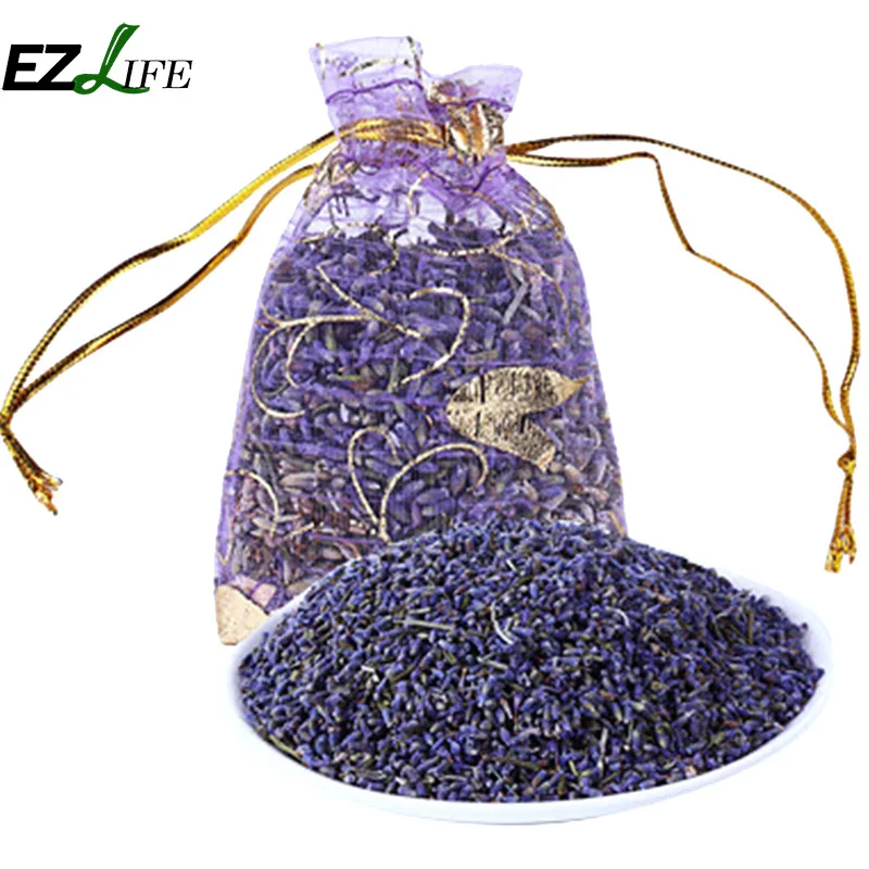 

2PCS Natural Purple Lavender Buds Dried Flower Sachets Organza Bag Aromatherapy Aromatic Air Refresh Color random dropshipping