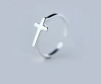 

Real. 925 Sterling Silver Sideway Cross Ring religion jewelry adjustable GTLJ1116