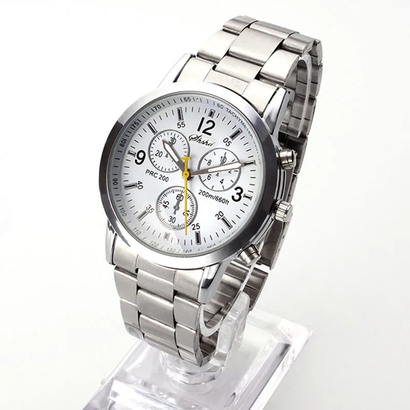 

Mdnen Men's Silver Stainless Steel Quartz Watches Business Chronograph Analgue Wristwatch for Man Clock Reloj Hombre