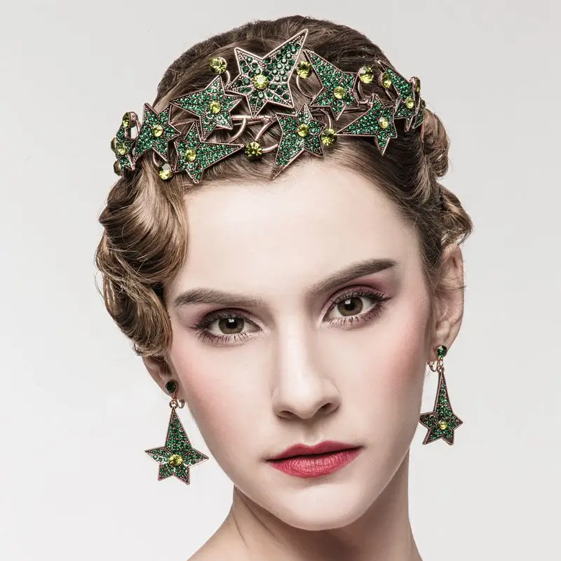 

2016 New Bride Wedding Crown Red&Green Crystal Large Queen Crown Weedding Crown Baroque Brida Hair Accessories HG-G015