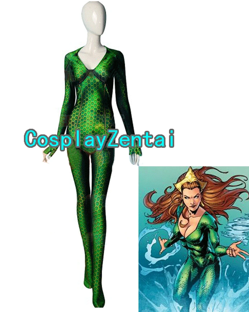 Mera Aquaman 3D печать спандекс девушка супергерой косплей костюм