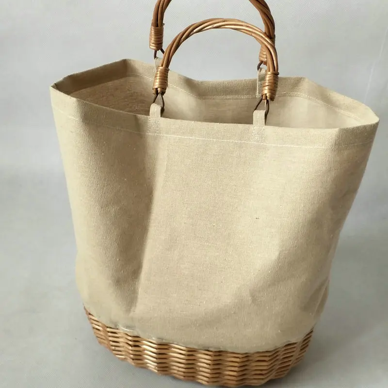 Women's fashion big canvas tote bag with straw bottom handbag designer