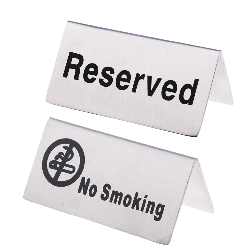 TABLE RESERVED SIGN STAINLESS STEEL RESTAURANT TABLE TENT TABLETOP NOTICE 