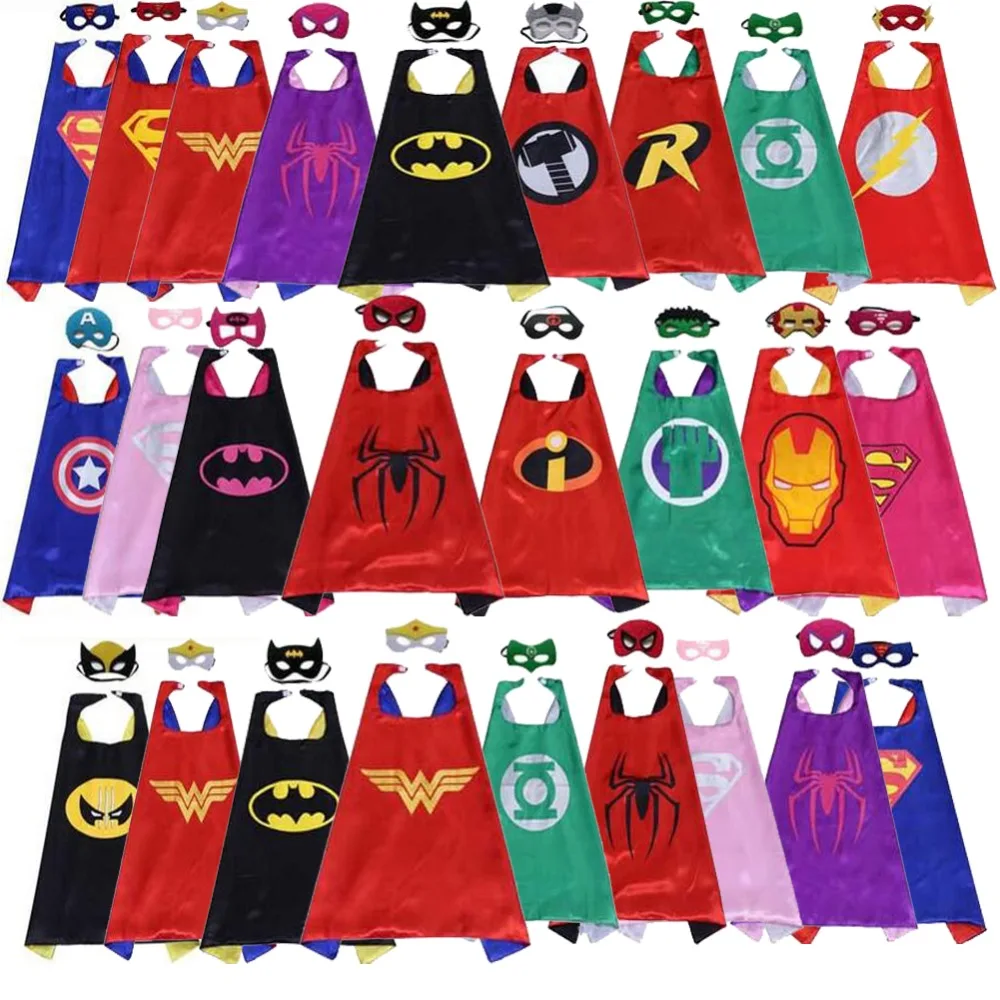 Classic kids superhero capes with masks double layers batman cape for