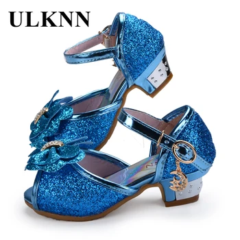 

Enfants 2017 Children Princess Sandals Dress Shoes For Girl Butterfly Glitter Peep-toe Low Heels Fille Sandal Baby Girl Shoe