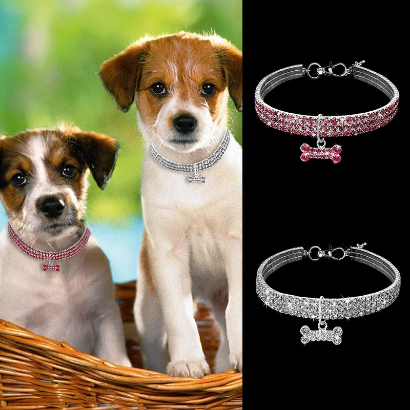 Bling Crystal Pet Leash Dog Collars Puppy Chihuahua Rhinestone Dog Collar For Small Medium Dogs