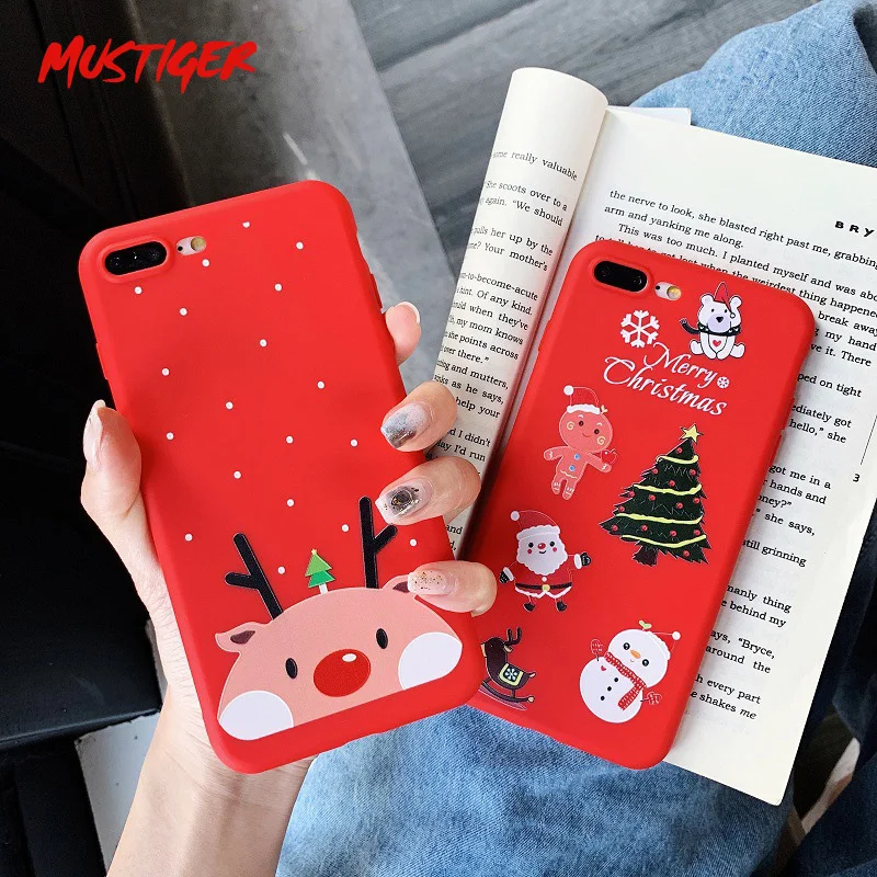 MUSTIGER Christmas Tree Phone Case For iPhone X 8 7 6 Plus Snowman Cases XS Max XR 6S TPU Silicone Cover |