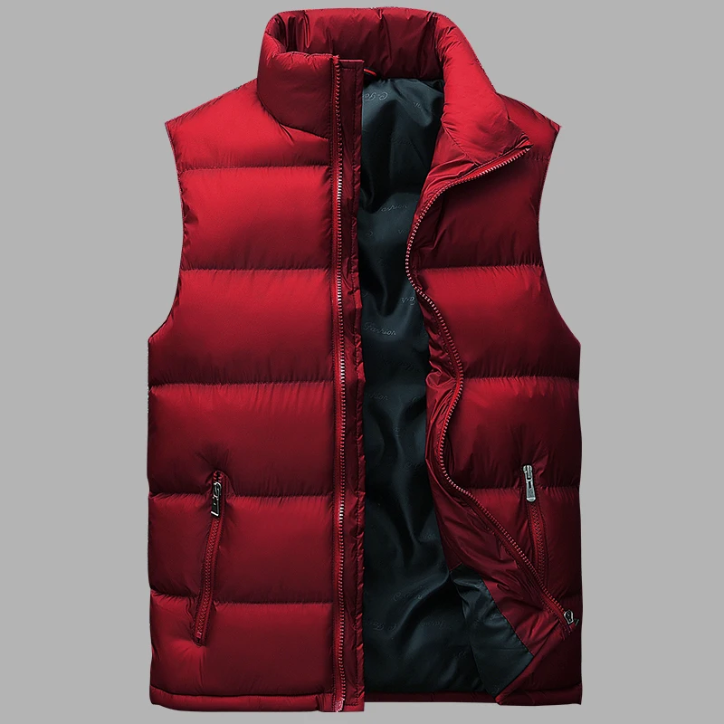 Winter Fashion Sleeveless Jackets Men Solid Color Windbreaker Vest Mens ...