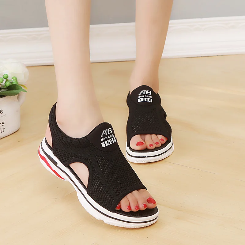 

New 2018 European high quality mesh adults sandals slip on hot sales fashion women shoes elegant leisure ladies sandals