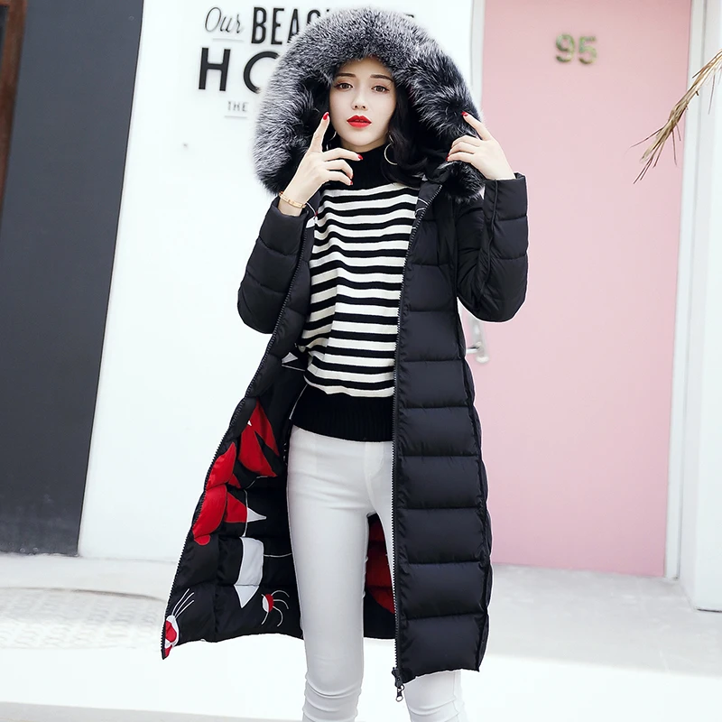 

New winter jacket women big fur hooded wadded jacket female casual cotton-padded jacket thicken winter coat women parka