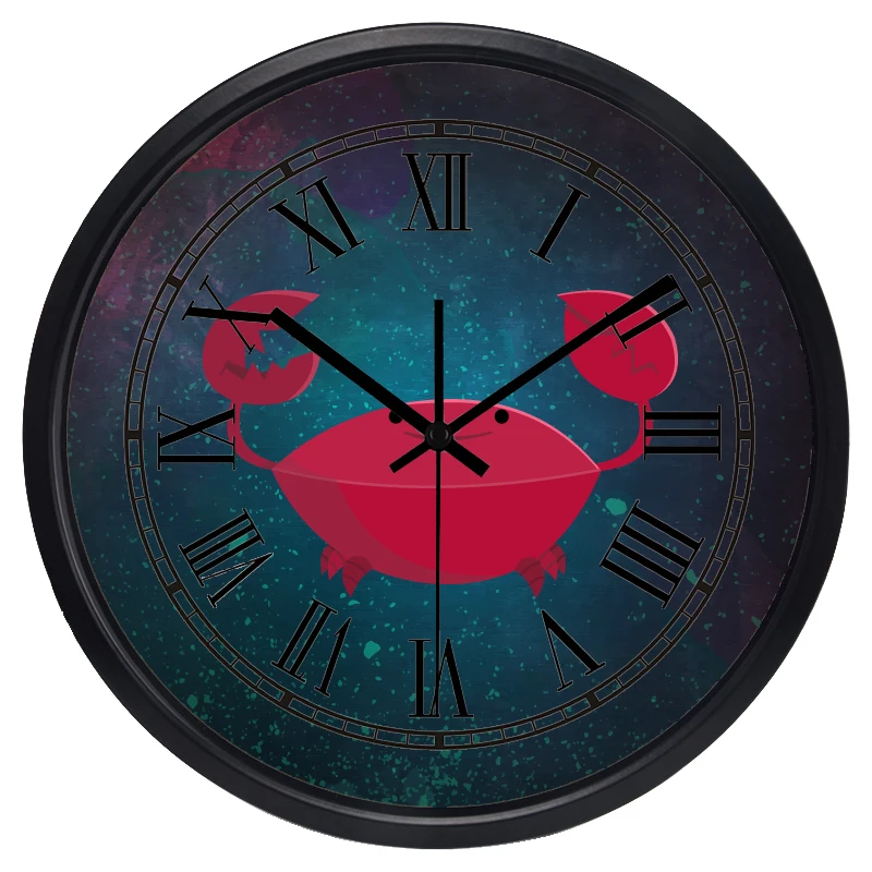 Star Crabs Space Roman Retro Wall Clock, No Ticking Soundin Wall