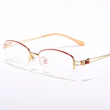Новая стеклянная оправа богиня Мода чистый титан женская половина оправа близорукость стеклянная оправа чистый титан стекло бриллиант