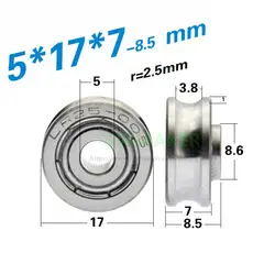 SWMAKER 10 шт. 5*17*7 мм рифленые подшипник шкив, U слот, 5 мм Диаметр опорных катков шкив, LR25-стандарт Рифленая направляющие колеса