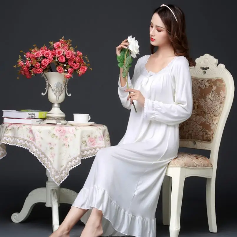 

Spring Cotton Modal Pregnant Women pajamas Long Sleeve Loose Sleepwear White Princess Nightdress Maternity Sleep Clothes Y996