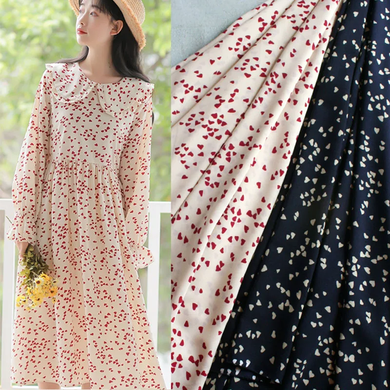 Мода, любовь, сердце шифон с рисунком не прозрачный стрейч имитированный шелк шифон фабричное кружево Девушка платье юбка