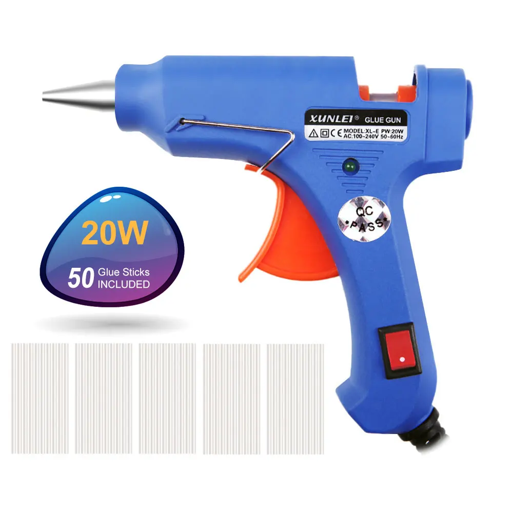 High Temp Heater Melt Hot Glue Gun 20W Repair Tool Heat Blue Mini With Trigger EU plug | Инструменты