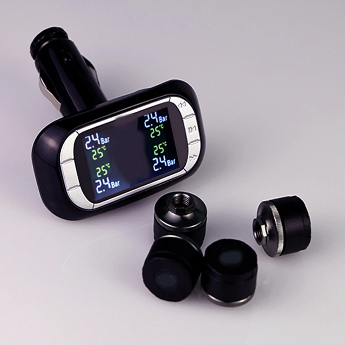 

Dongzhen Car TPMS Wireless Tire Pressure Monitoring System Cigarette Lighter Power Alarm Systems with 4 internal